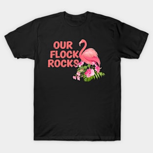 Our Flock Rocks Flamingo Matching Family Vacation Group T-Shirt